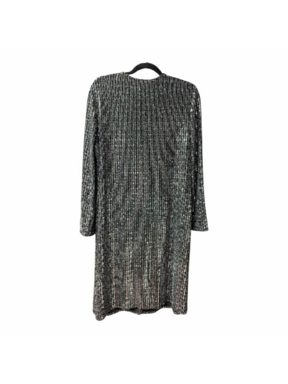 ANNE KLEIN Elegant Black & Silver Sequin Long Duster/Jacket - Picture 3 of 8